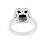 Halo Cushion Cut Engagement Ring Round Simulated Cubic Zirconia 925 Sterling Silver BA1066
