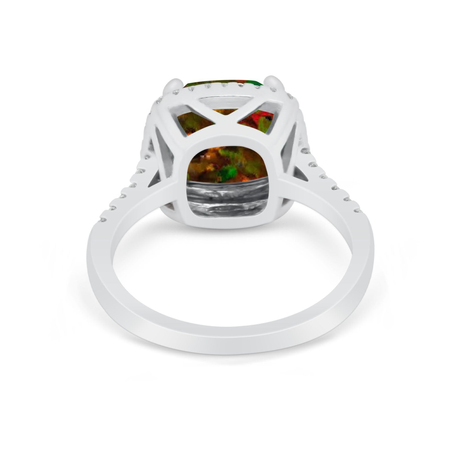 Halo Cushion Cut Engagement Ring Round Simulated Cubic Zirconia 925 Sterling Silver BA1066