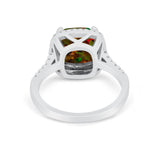 Halo Cushion Cut Engagement Ring Round Simulated Cubic Zirconia 925 Sterling Silver BA1066