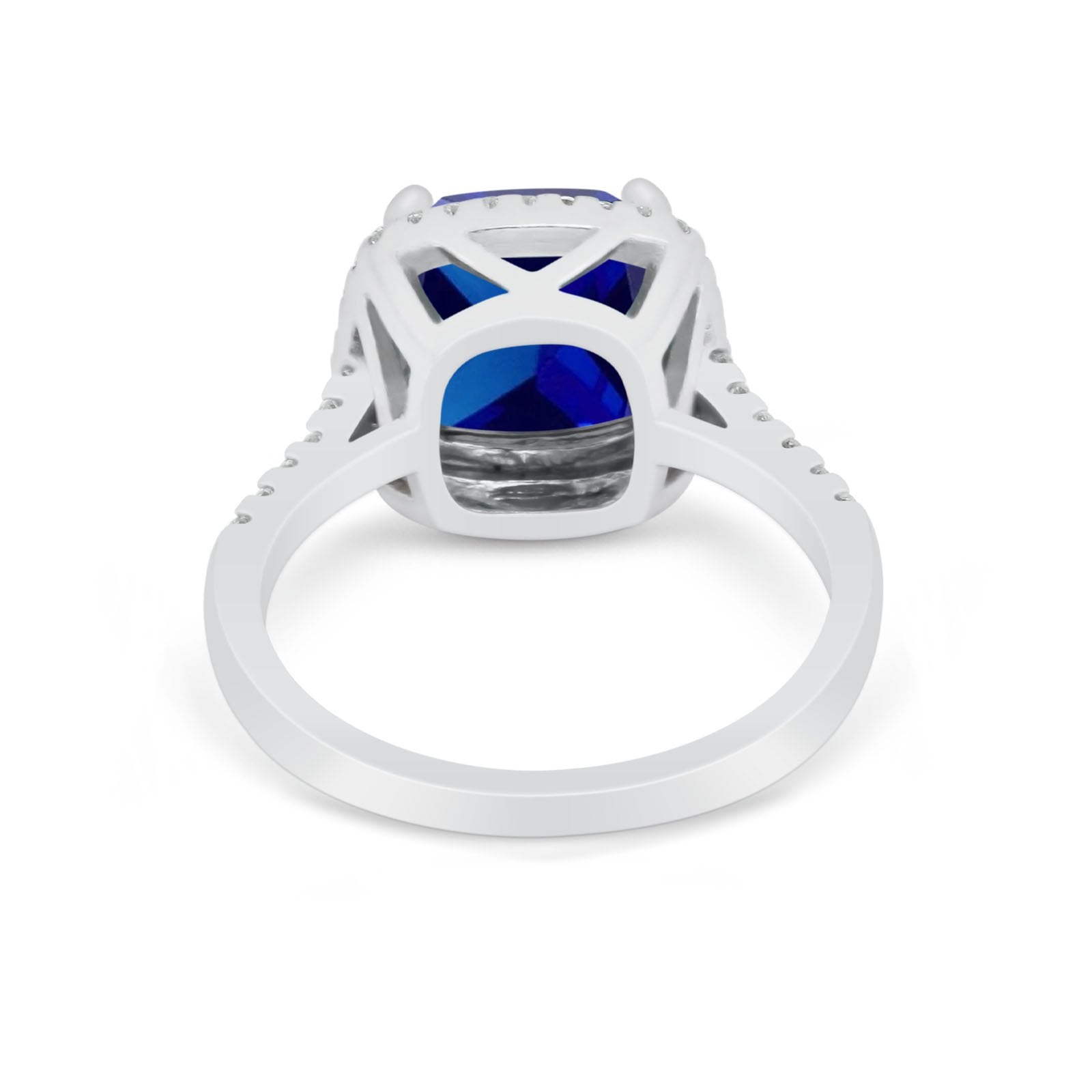 Halo Cushion Cut Engagement Ring Round Simulated Cubic Zirconia 925 Sterling Silver BA1066