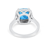 Halo Cushion Cut Engagement Ring Round Simulated Cubic Zirconia 925 Sterling Silver BA1066