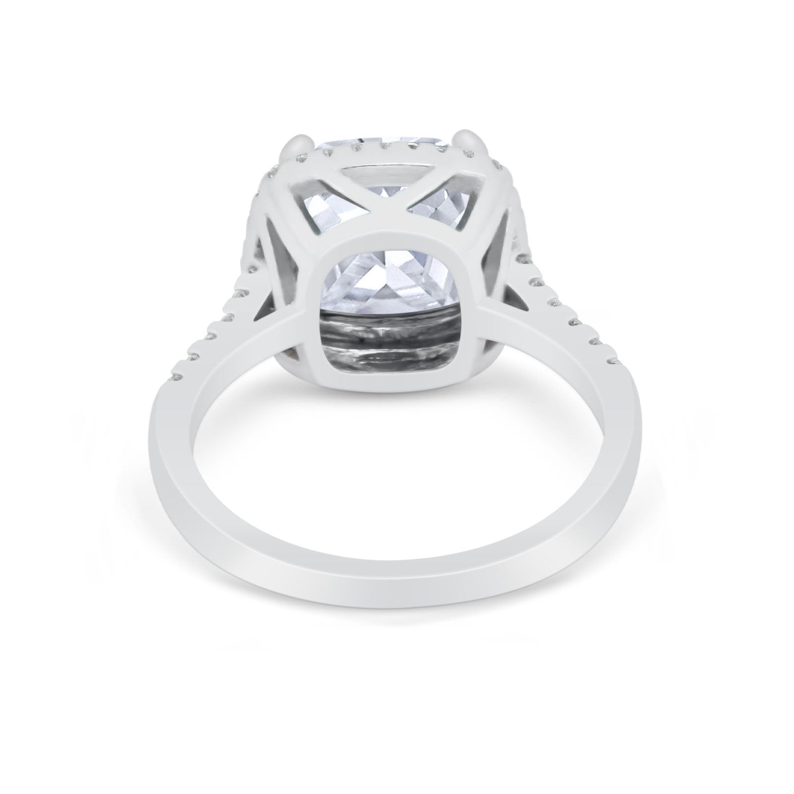 Halo Cushion Cut Engagement Ring Round Simulated Cubic Zirconia 925 Sterling Silver BA1066