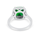 Halo Cushion Cut Engagement Ring Round Simulated Cubic Zirconia 925 Sterling Silver BA1066