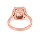 Halo Cushion Cut Engagement Ring Round Simulated Cubic Zirconia 925 Sterling Silver BA1066