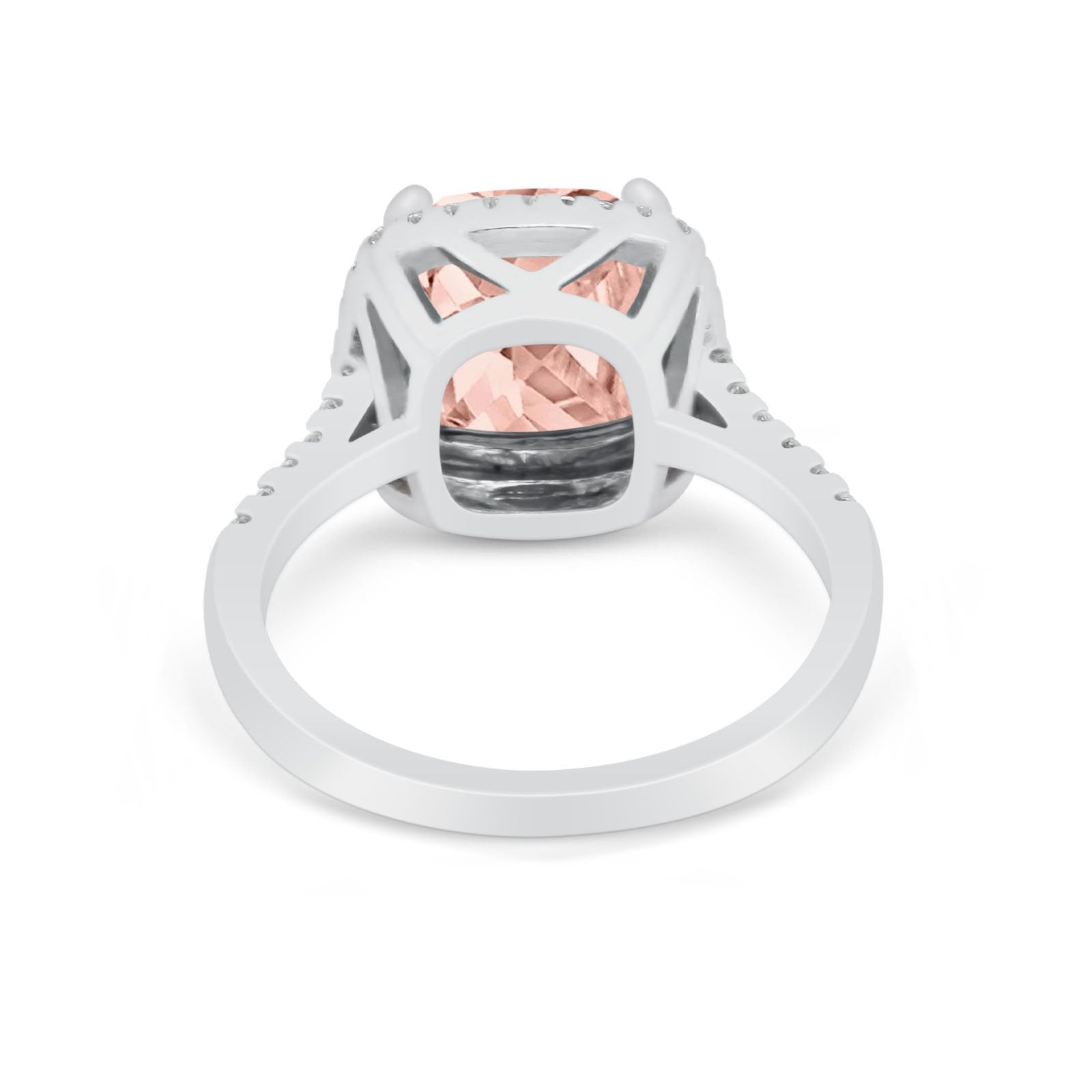 Halo Cushion Cut Engagement Ring Round Simulated Cubic Zirconia 925 Sterling Silver BA1066