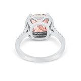 Halo Cushion Cut Engagement Ring Round Simulated Cubic Zirconia 925 Sterling Silver BA1066