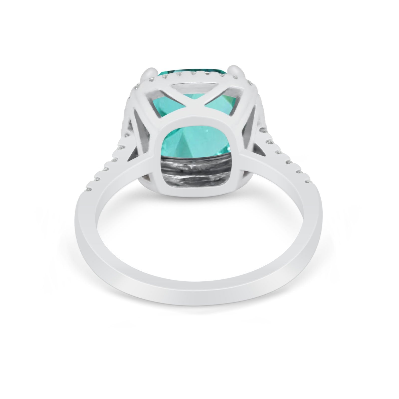 Halo Cushion Cut Engagement Ring Round Simulated Cubic Zirconia 925 Sterling Silver BA1066