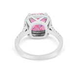 Halo Cushion Cut Engagement Ring Round Simulated Cubic Zirconia 925 Sterling Silver BA1066