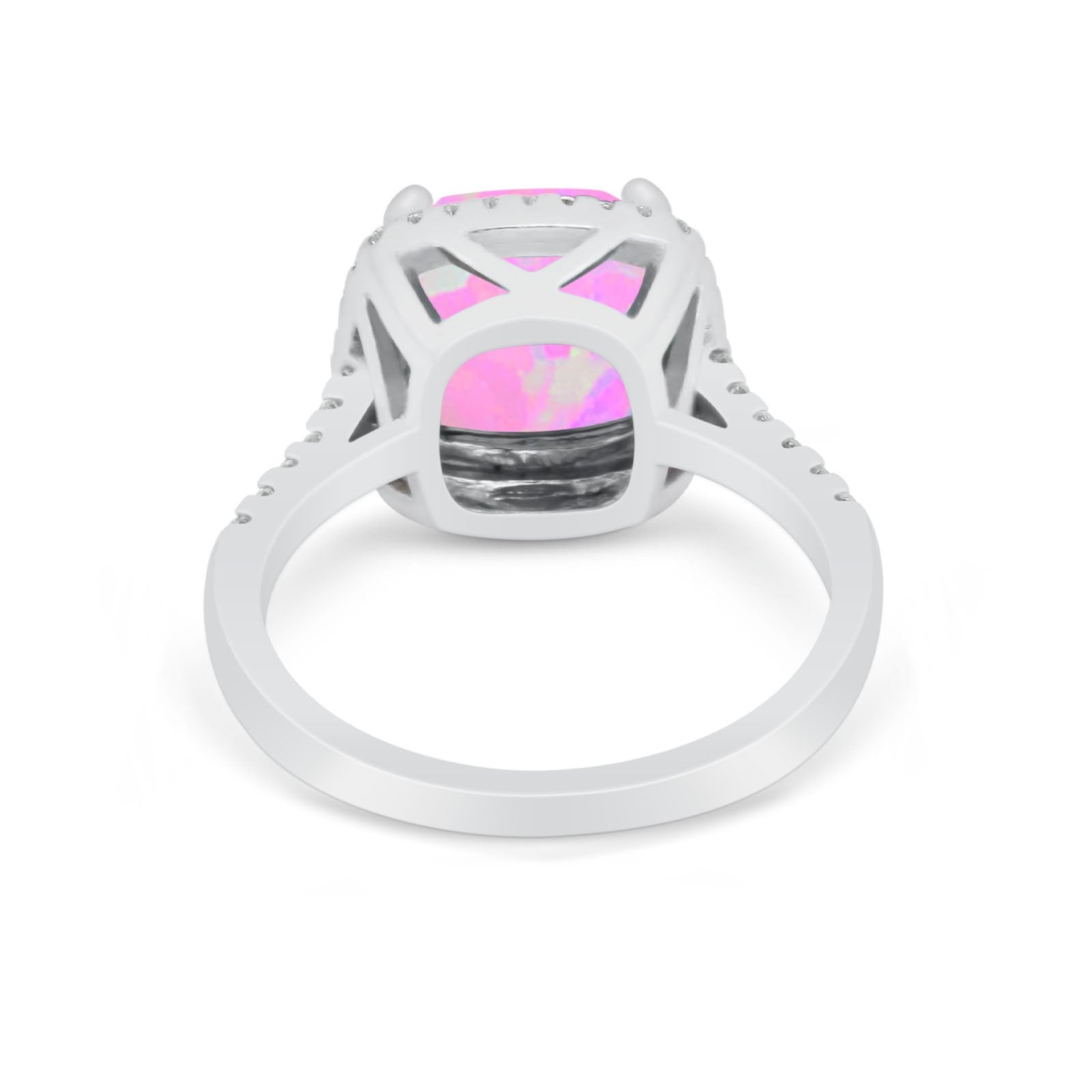 Halo Cushion Cut Engagement Ring Round Simulated Cubic Zirconia 925 Sterling Silver BA1066