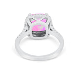 Halo Cushion Cut Engagement Ring Round Simulated Cubic Zirconia 925 Sterling Silver BA1066