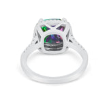 Halo Cushion Cut Engagement Ring Round Simulated Cubic Zirconia 925 Sterling Silver BA1066