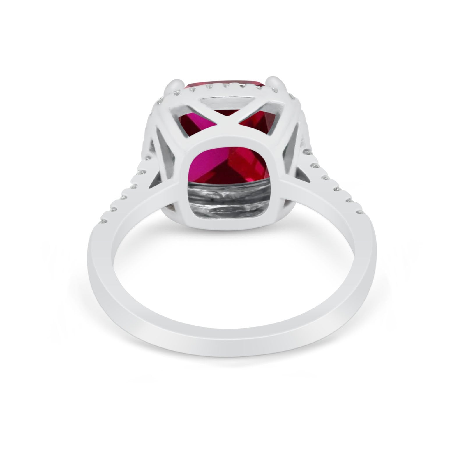 Halo Cushion Cut Engagement Ring Round Simulated Cubic Zirconia 925 Sterling Silver BA1066
