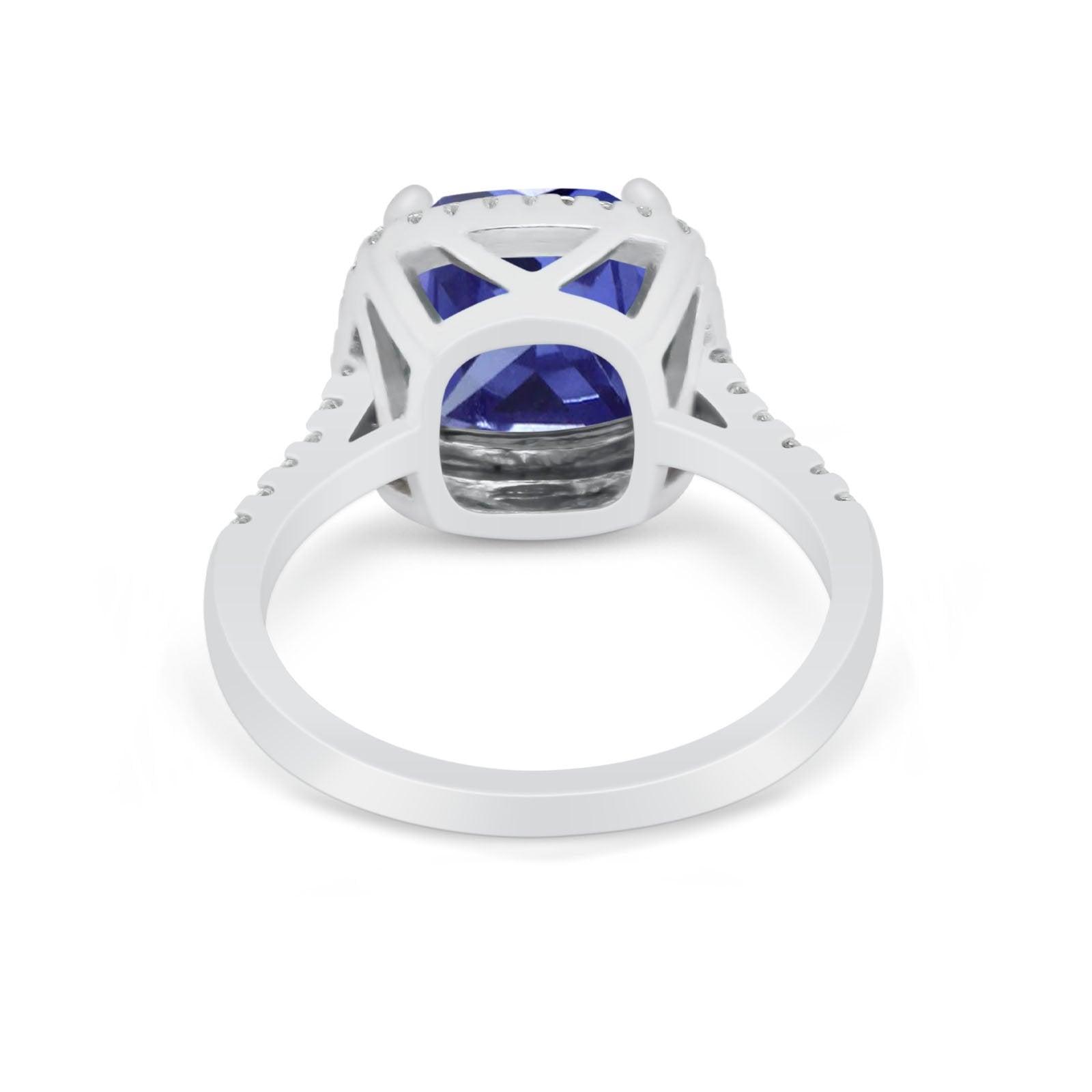 Halo Cushion Cut Engagement Ring Round Simulated Cubic Zirconia 925 Sterling Silver BA1066