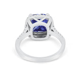 Halo Cushion Cut Engagement Ring Round Simulated Cubic Zirconia 925 Sterling Silver BA1066