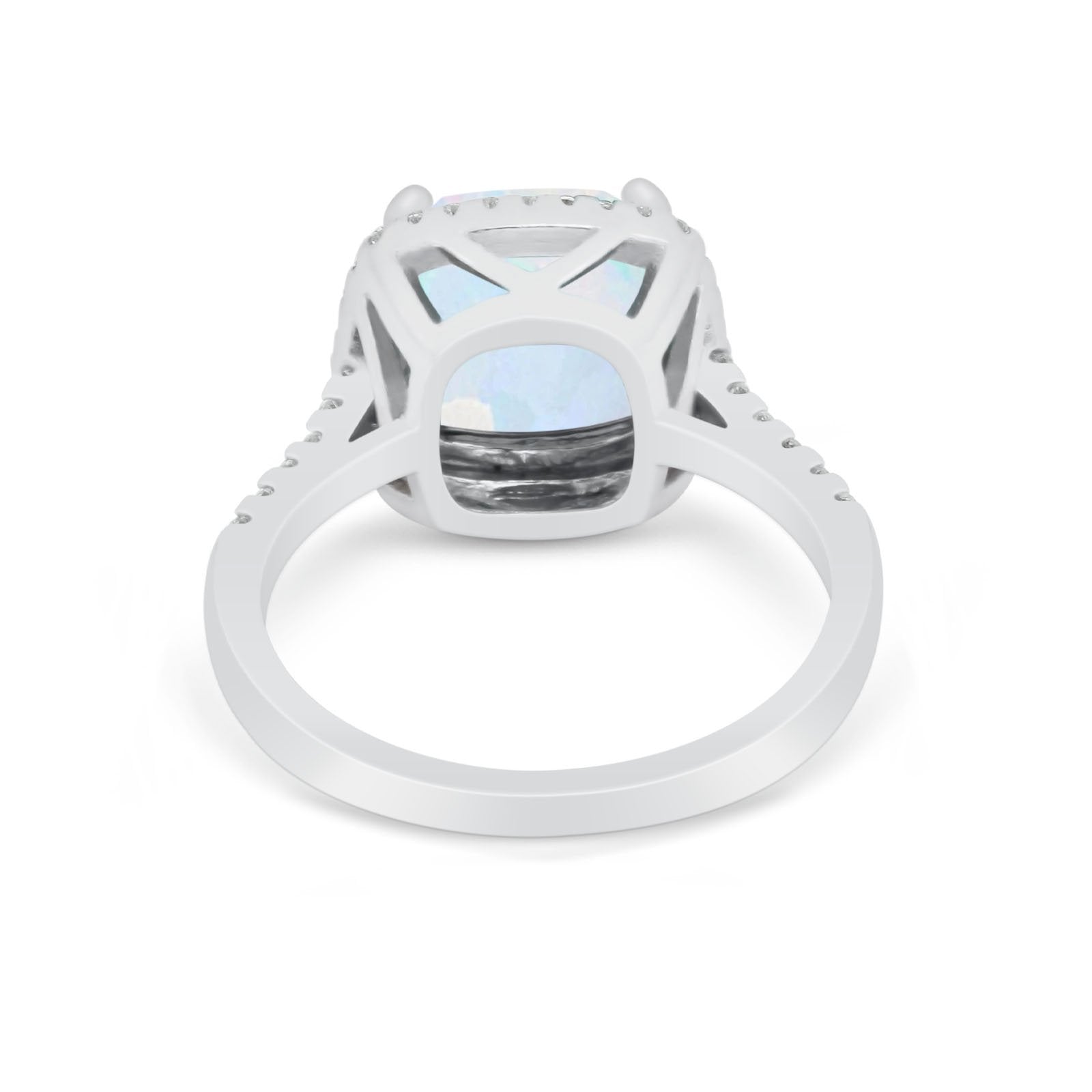 Halo Cushion Cut Engagement Ring Round Simulated Cubic Zirconia 925 Sterling Silver BA1066