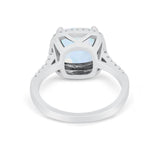 Halo Cushion Cut Engagement Ring Round Simulated Cubic Zirconia 925 Sterling Silver BA1066