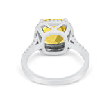 Halo Cushion Cut Engagement Ring Round Simulated Cubic Zirconia 925 Sterling Silver BA1066