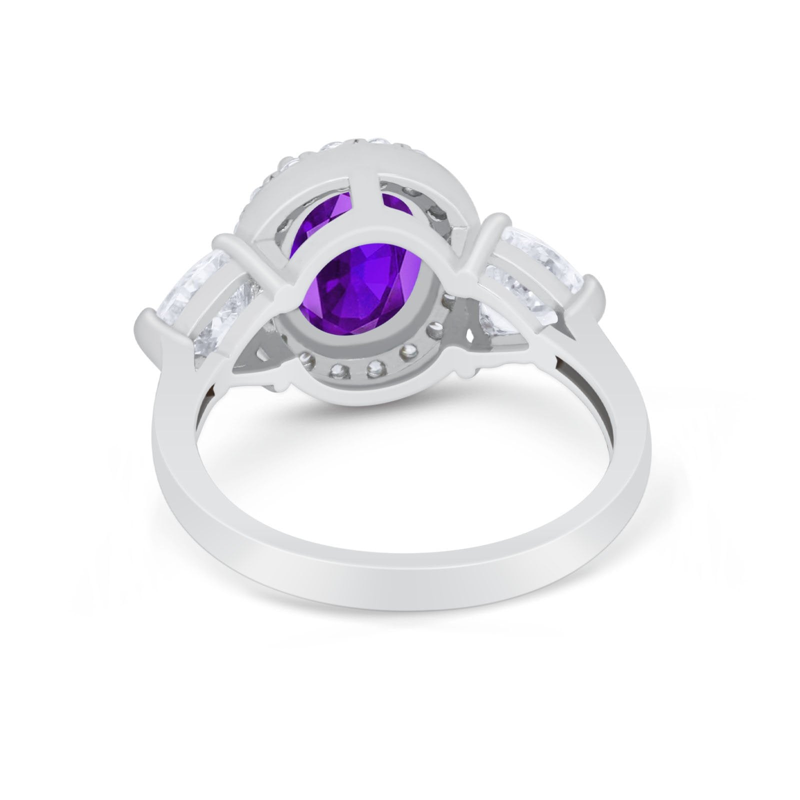 Three Stone Engagement Ring Simulated Cubic Zirconia 925 Sterling Silver BA1067