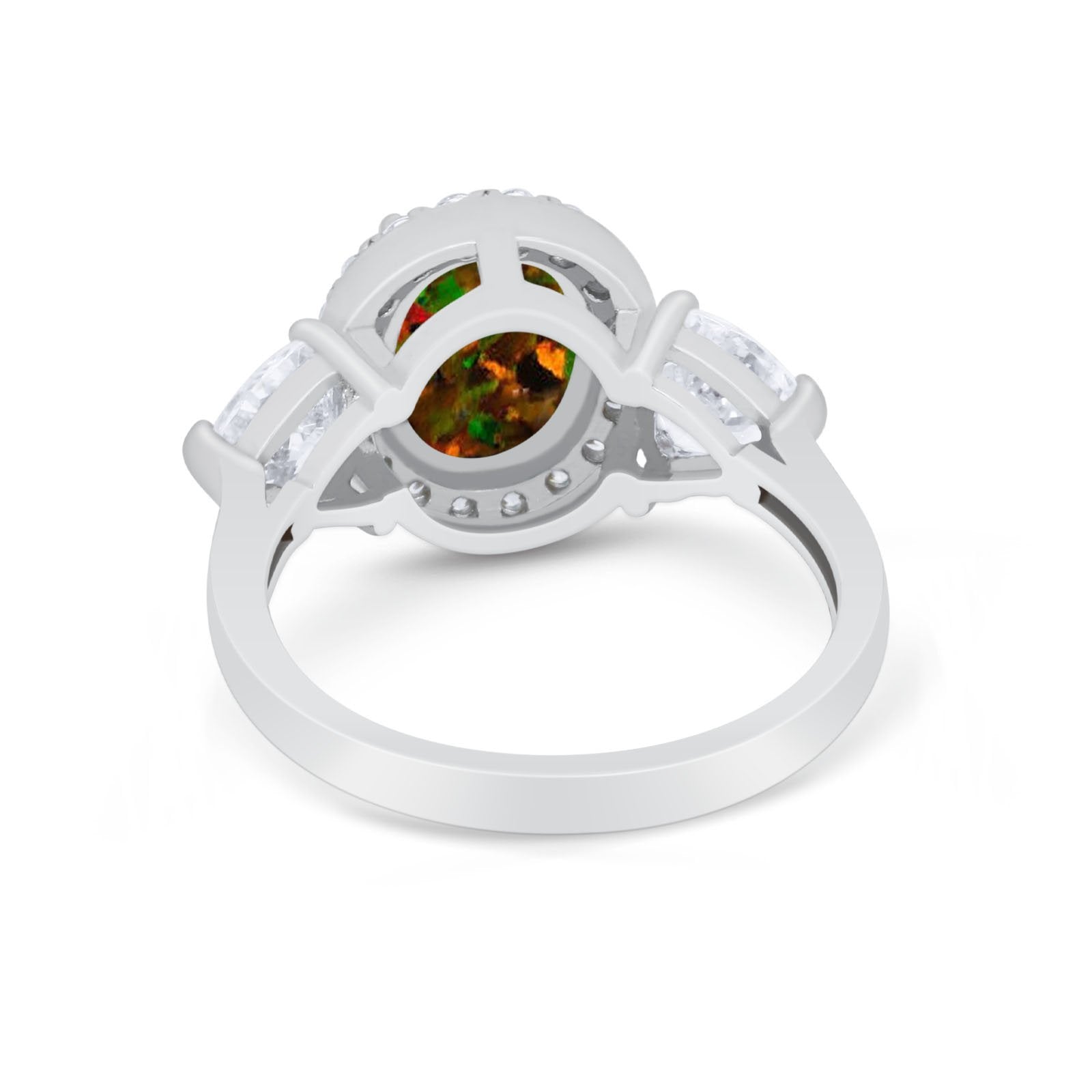 Three Stone Engagement Ring Simulated Cubic Zirconia 925 Sterling Silver BA1067