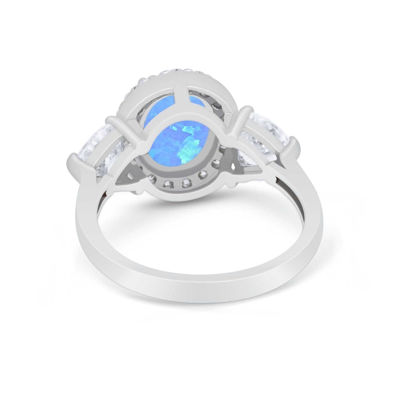 Three Stone Engagement Ring Simulated Cubic Zirconia 925 Sterling Silver BA1067
