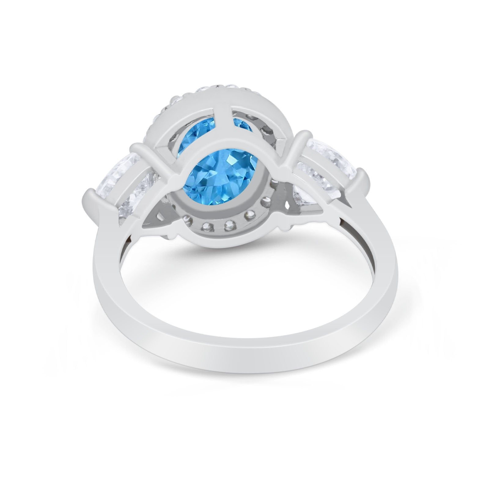 Three Stone Engagement Ring Simulated Cubic Zirconia 925 Sterling Silver BA1067