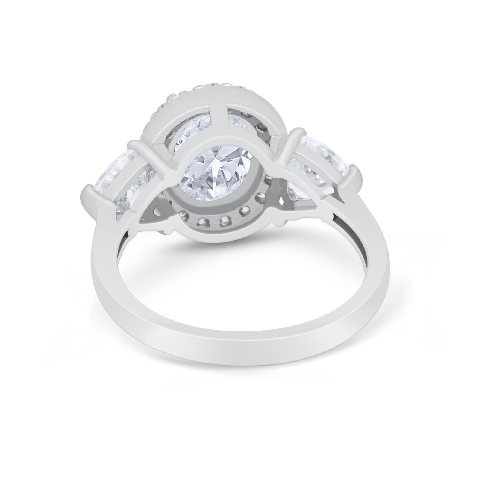 Three Stone Engagement Ring Simulated Cubic Zirconia 925 Sterling Silver BA1067