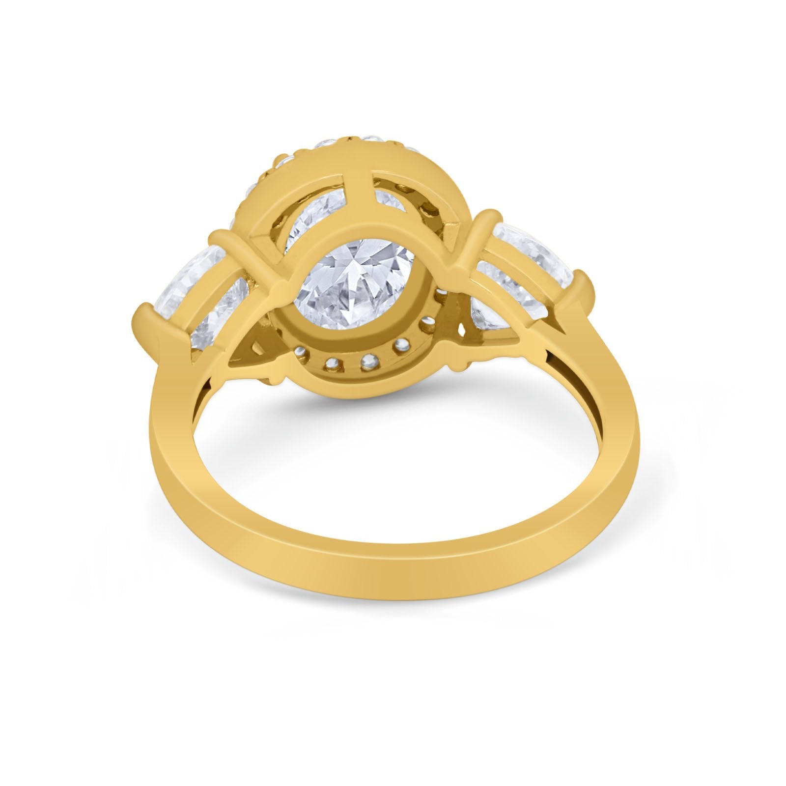 Three Stone Engagement Ring Simulated Cubic Zirconia 925 Sterling Silver BA1067