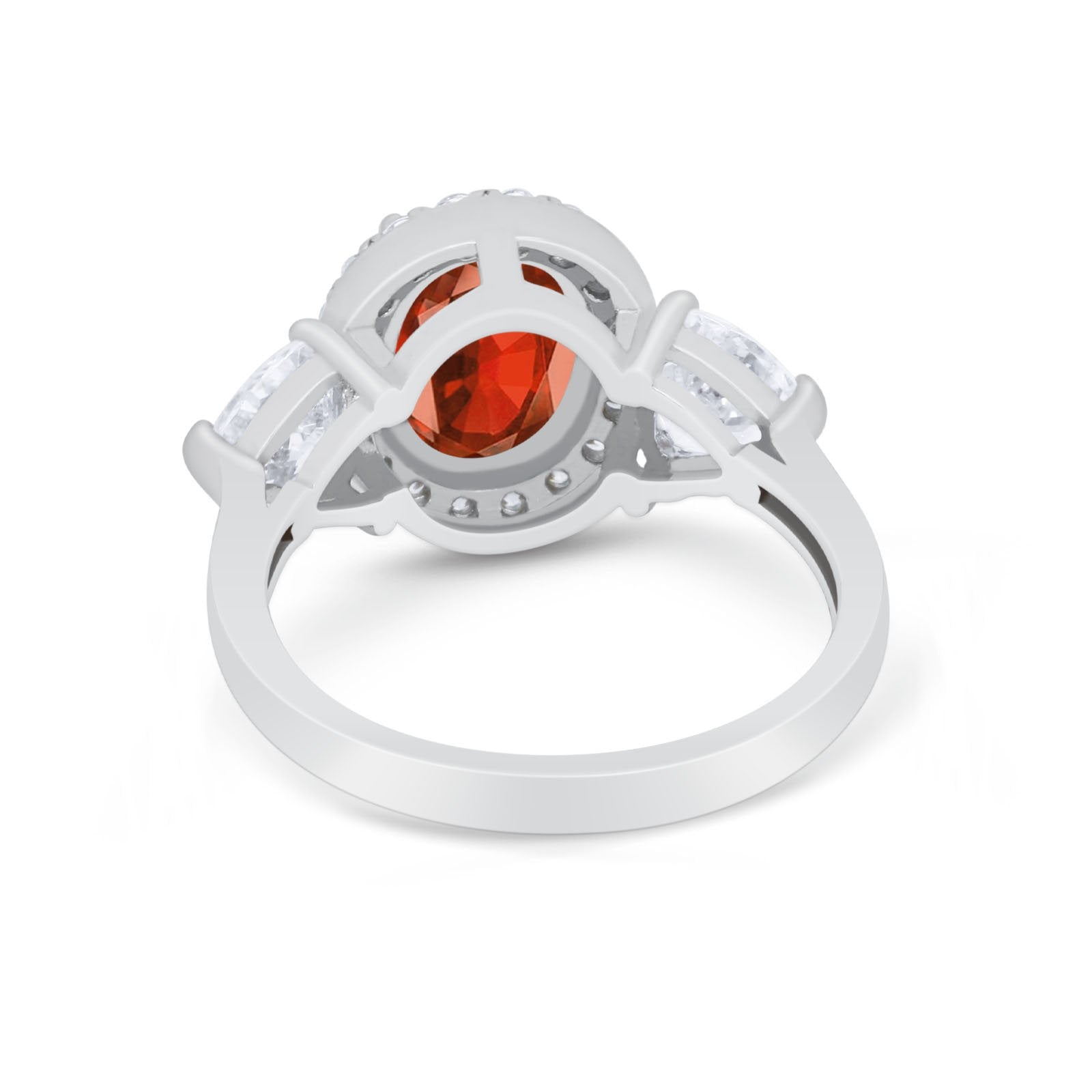 Three Stone Engagement Ring Simulated Cubic Zirconia 925 Sterling Silver BA1067