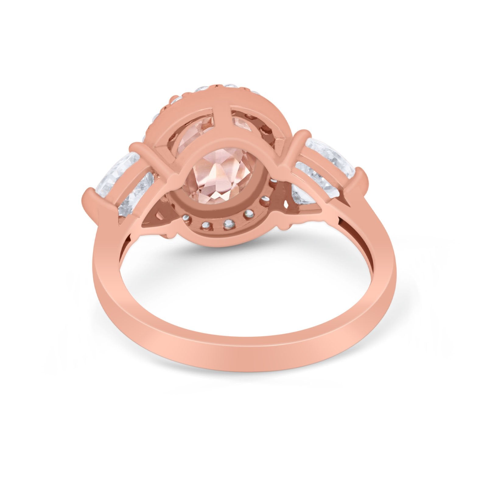 Three Stone Engagement Ring Simulated Cubic Zirconia 925 Sterling Silver BA1067