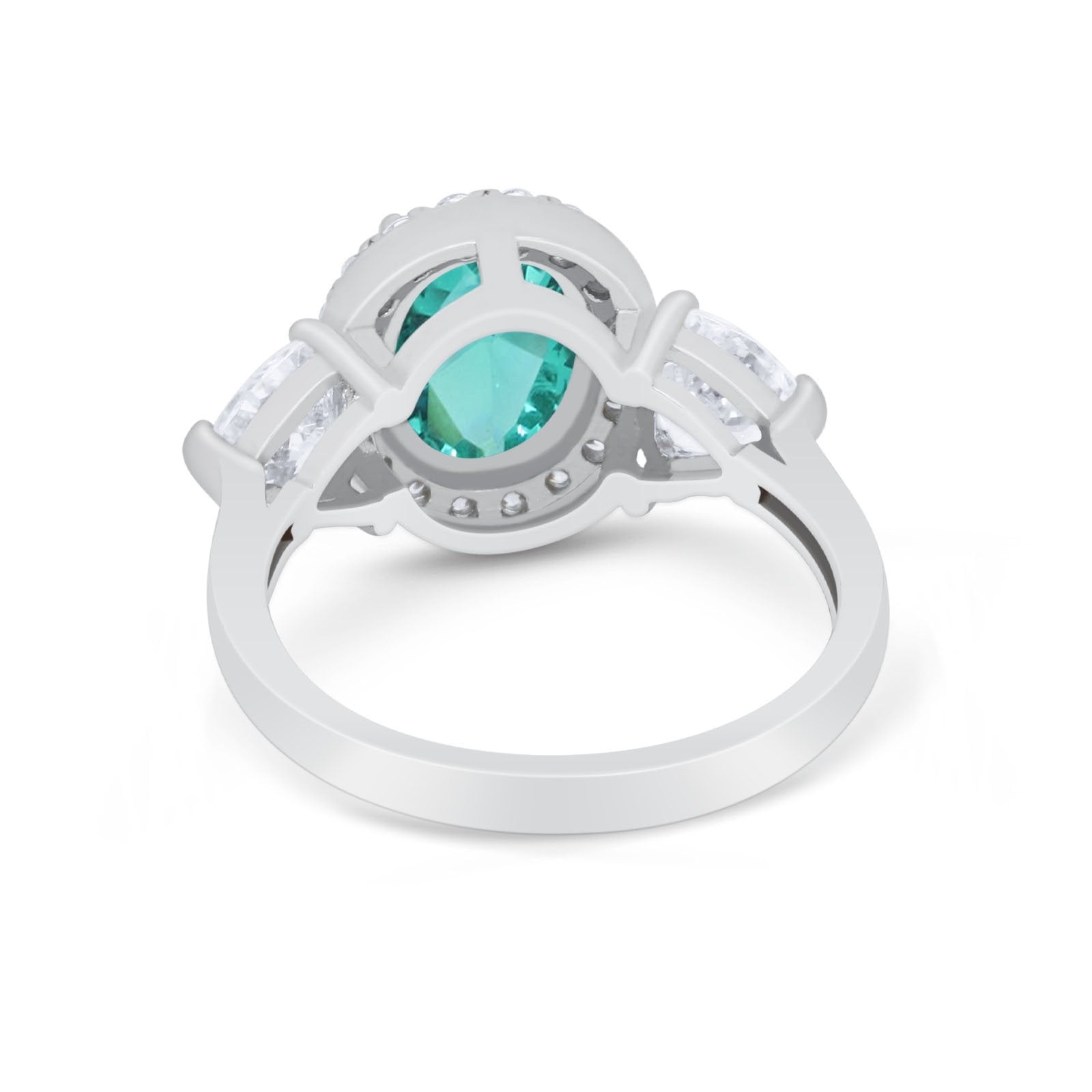 Three Stone Engagement Ring Simulated Cubic Zirconia 925 Sterling Silver BA1067