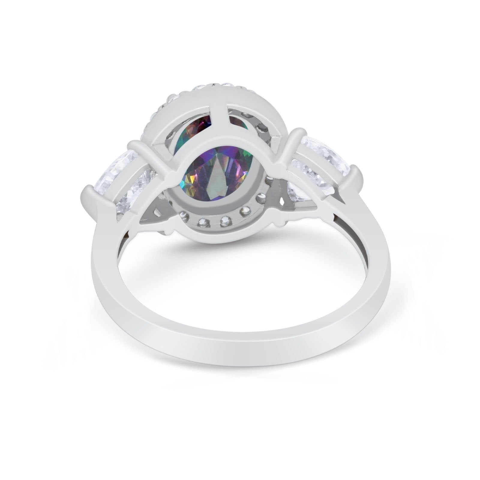 Three Stone Engagement Ring Simulated Cubic Zirconia 925 Sterling Silver BA1067