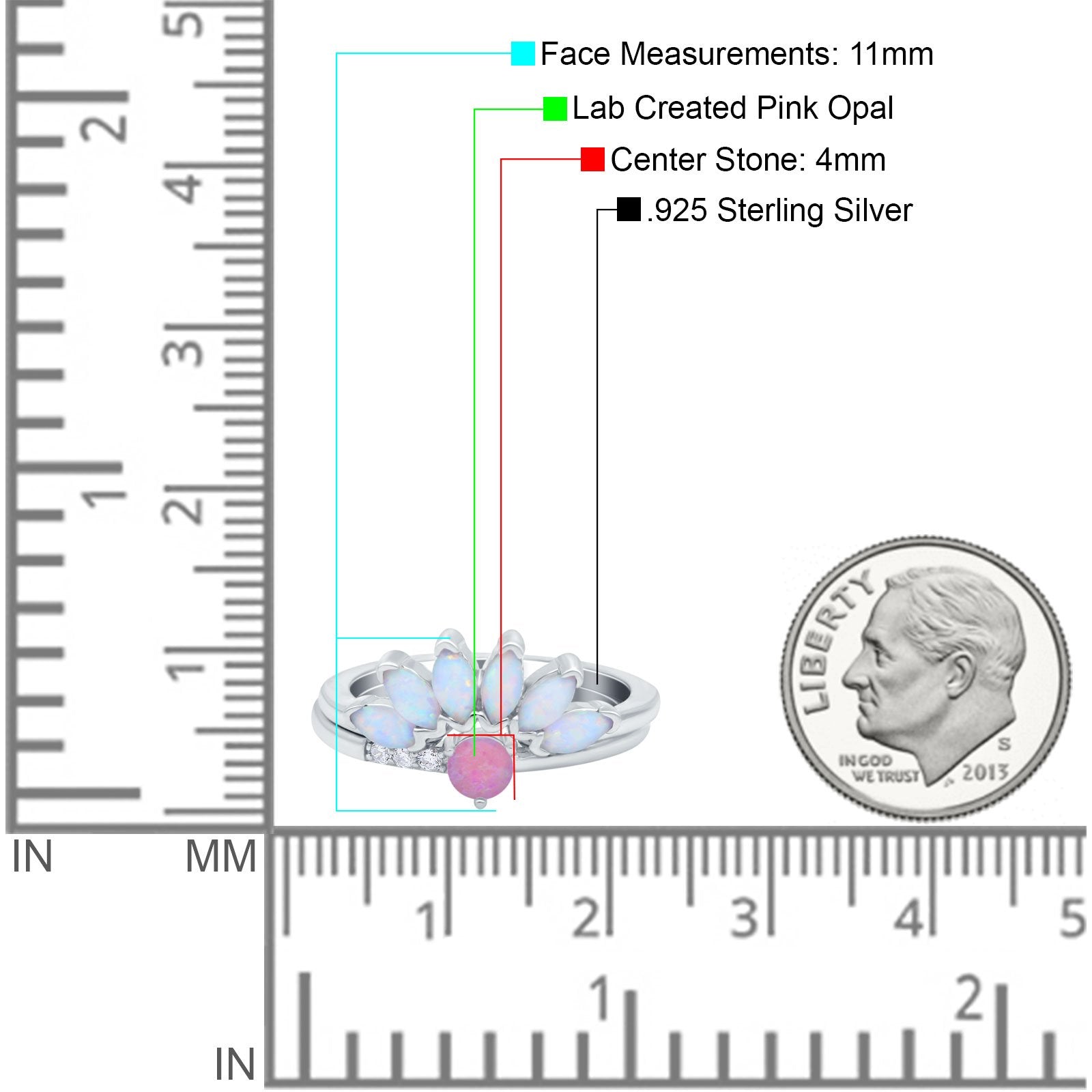 Two Piece Bridal Set Marquise Art Deco Wedding Engagement Ring Set Round Simulated Cubic Zirconia & Lab White Opal Band 925 Sterling Silver