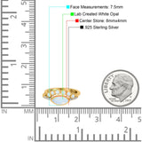 Two Piece Bridal Set Round Lab White Opal Marquise Art Deco Wedding Engagement Ring Set Round CZ Band 925 Sterling Silver