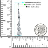 Dangle Drop Leverback Earrings Graduated Circles Cubic Zirconia 925 Sterling Silver