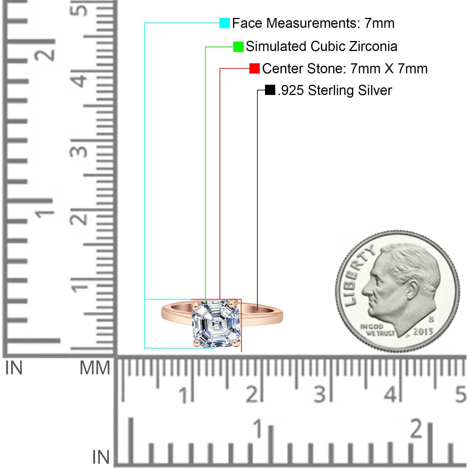 Asscher Cut Vintage Style Solitaire Ring 925 Sterling Silver
