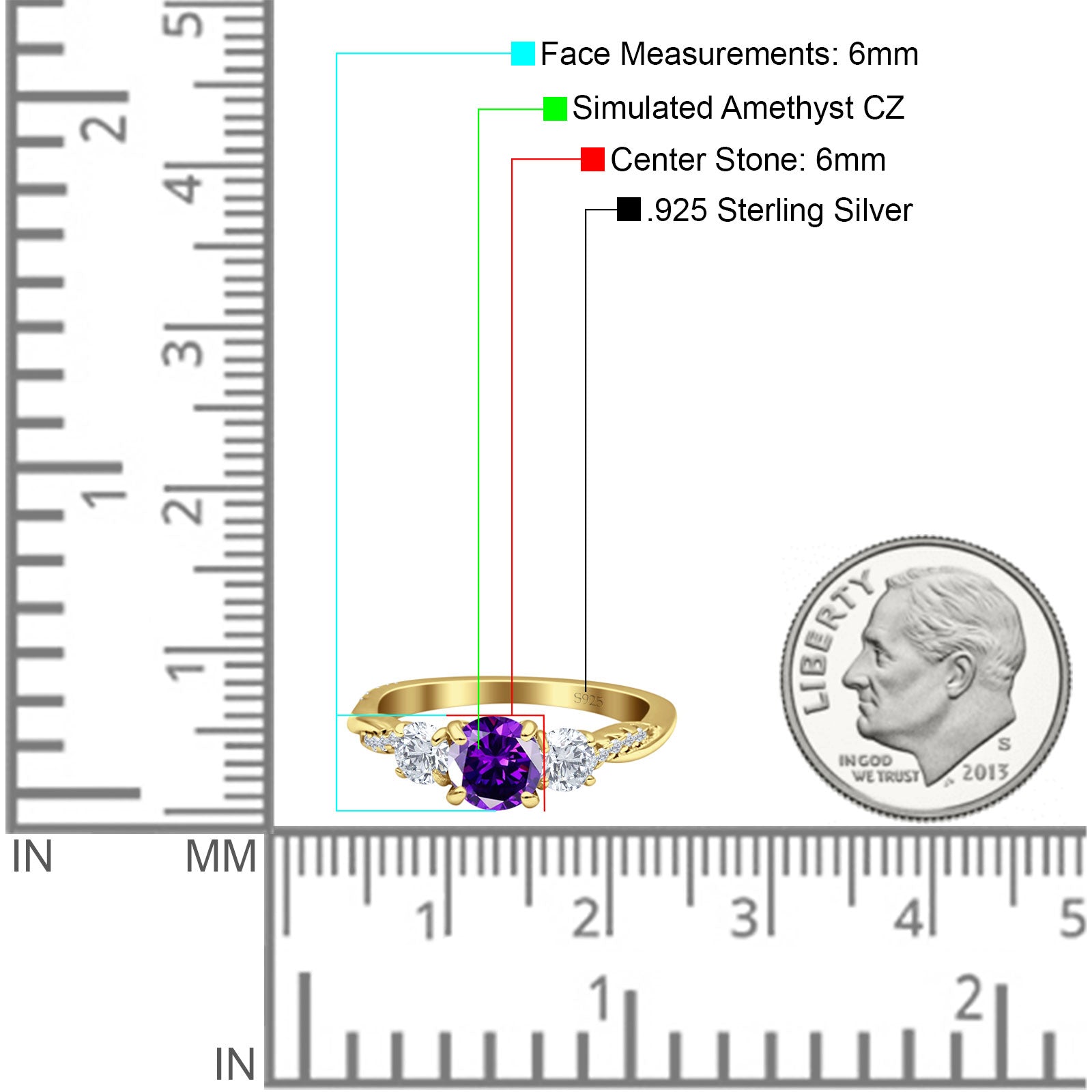 Infinity Round Three Stone Ring Cubic Zirconia 925 Sterling Silver