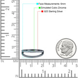 Half Eternity Ring Wedding Engagement Band Round Simulated Cubic Zirconia 925 Sterling Silver (6mm)