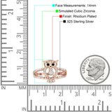 Owl Black Spinel Eye Ring Cubic Zirconia 925 Sterling Silver
