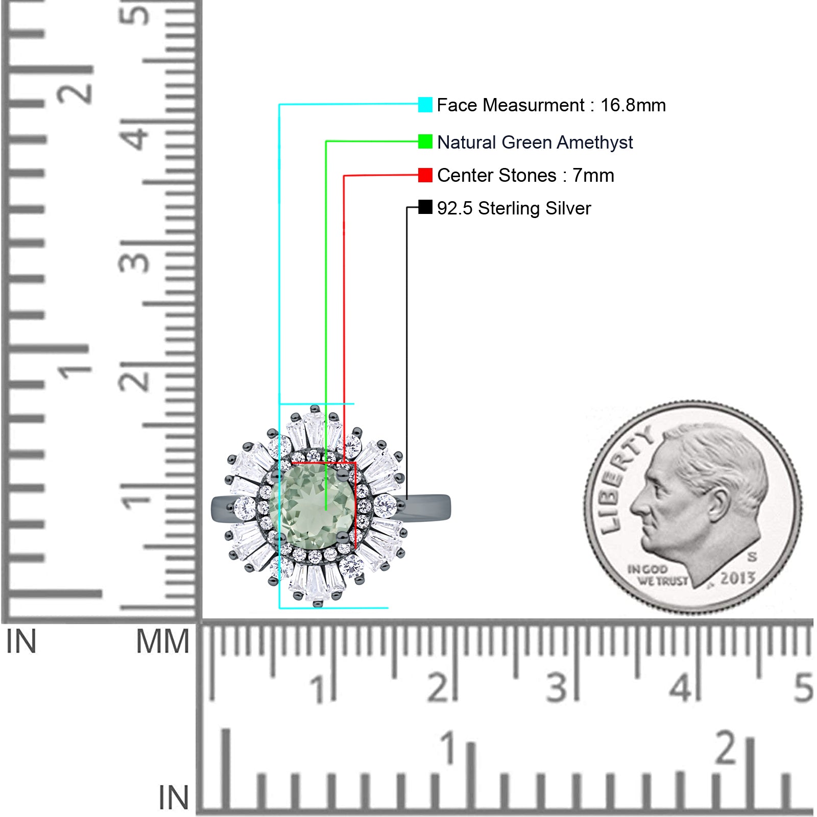 Floral Art Deco Round Natural Green Amethyst Prasiolite Halo Engagement Ring
