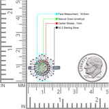 Floral Art Deco Round Natural Green Amethyst Prasiolite Halo Engagement Ring