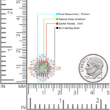 Floral Art Deco Round Natural Green Amethyst Prasiolite Halo Engagement Ring