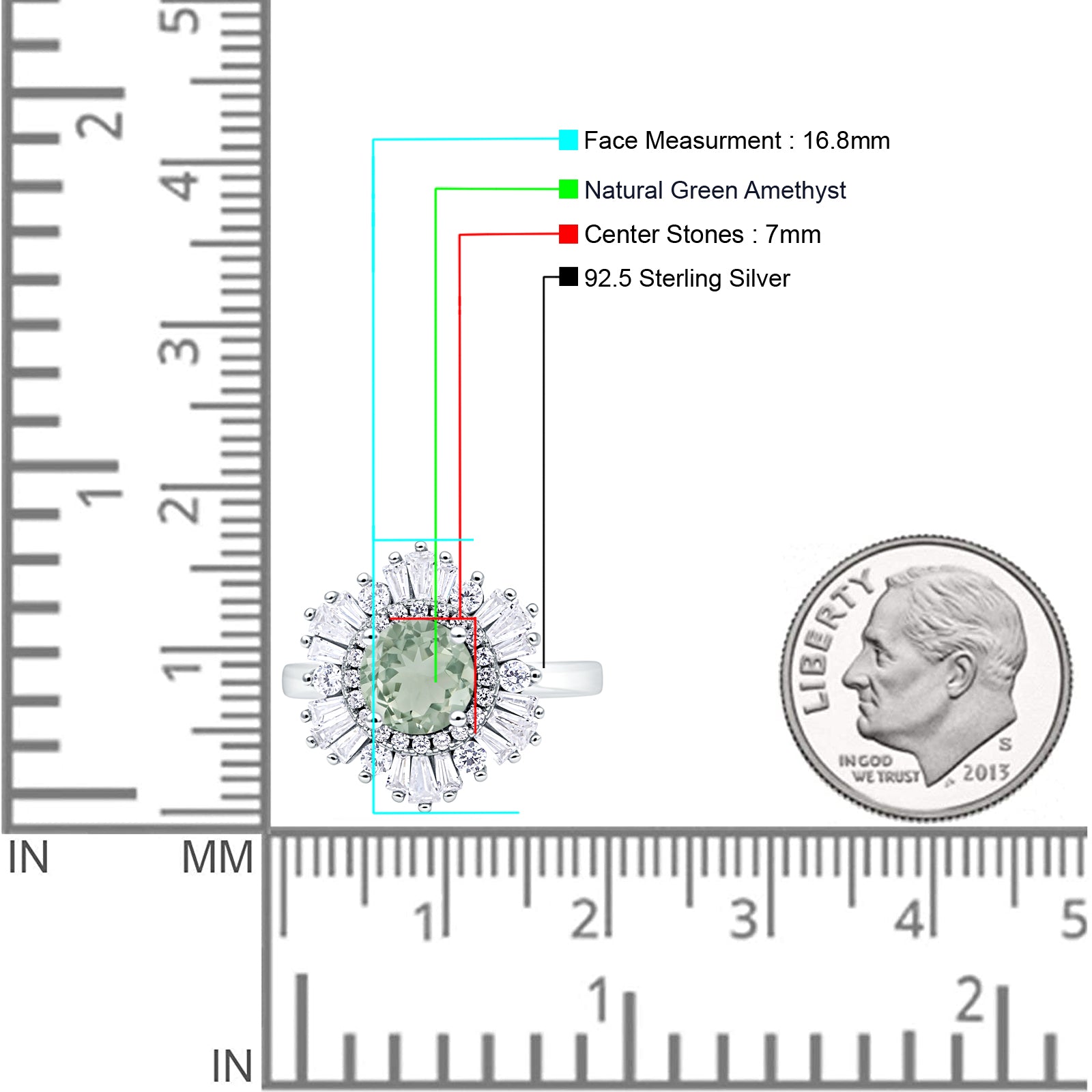 Floral Art Deco Round Natural Green Amethyst Prasiolite Halo Engagement Ring