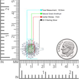 Floral Art Deco Round Natural Green Amethyst Prasiolite Halo Engagement Ring