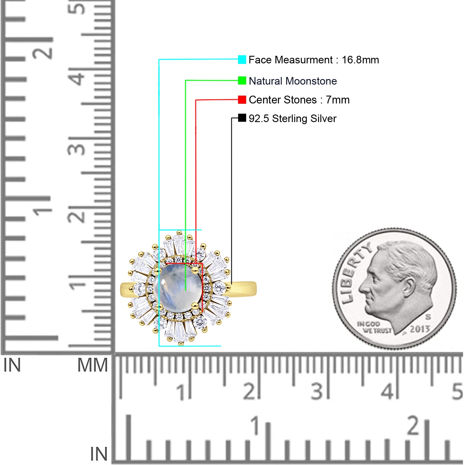 Floral Art Deco Round Natural Moonstone Halo Engagement Ring