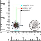 Floral Art Deco Round Natural Chocolate Brown Smoky Quartz Halo Engagement Ring