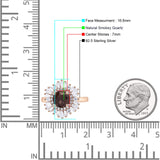 Floral Art Deco Round Natural Chocolate Brown Smoky Quartz Halo Engagement Ring