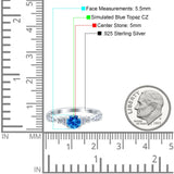 Heart Filigree Art Deco Wedding Bridal Ring Round Simulated Cubic Zirconia 925 Sterling Silver