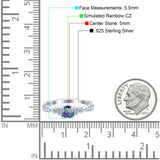Heart Filigree Art Deco Wedding Bridal Ring Round Simulated Cubic Zirconia 925 Sterling Silver