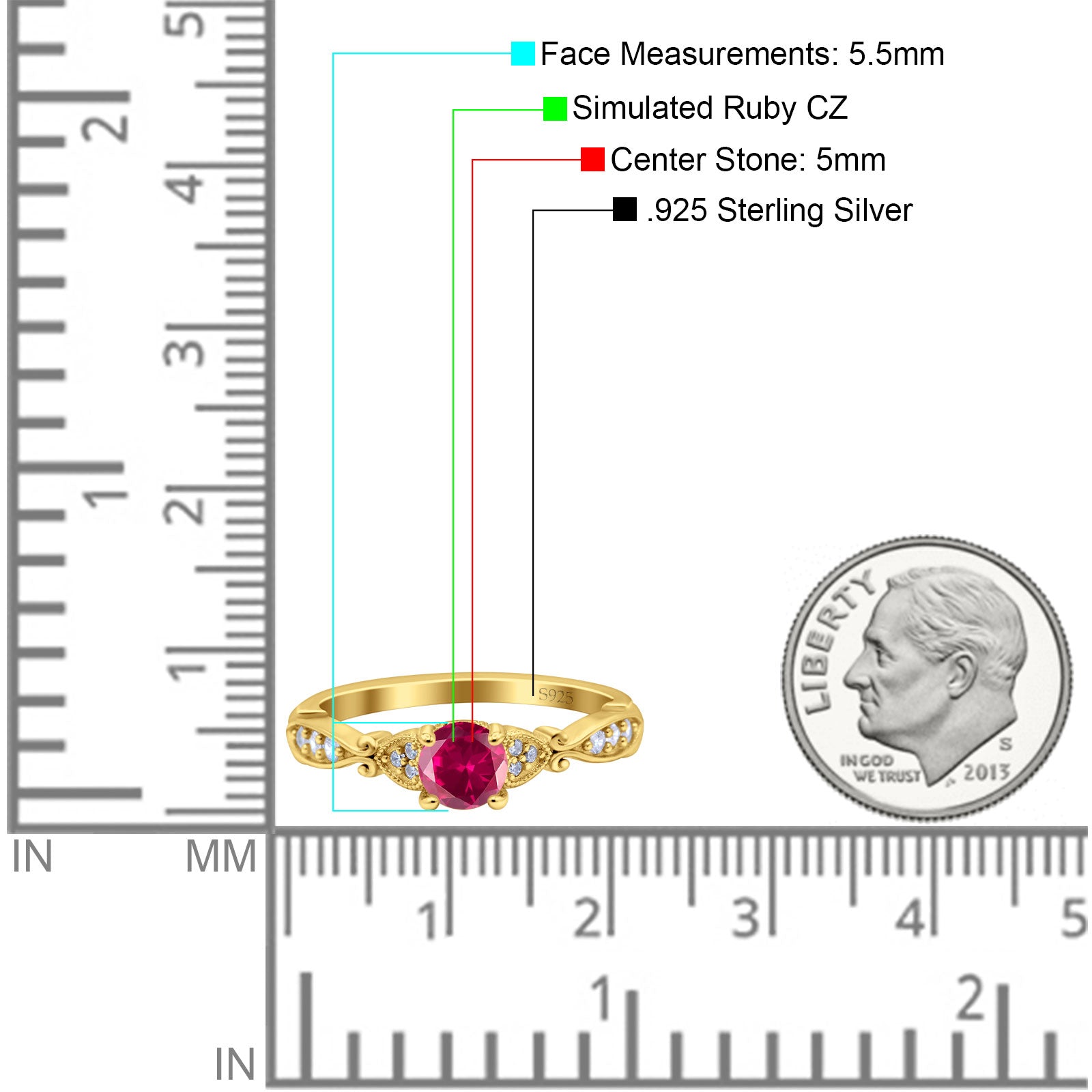 Heart Filigree Art Deco Wedding Bridal Ring Round Simulated Cubic Zirconia 925 Sterling Silver