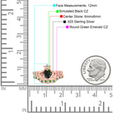 Claddagh Accent Heart Wedding Bridal Set Piece Ring Band Round Green Emerald Simulated Cubic Zirconia 925 Sterling Silver